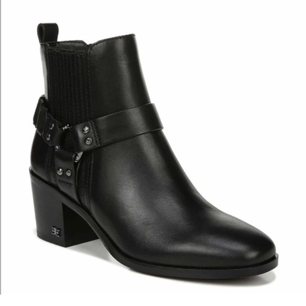 Sam Edelman Dalma Black Leather Harness Chelsea Moto Biker Boots
